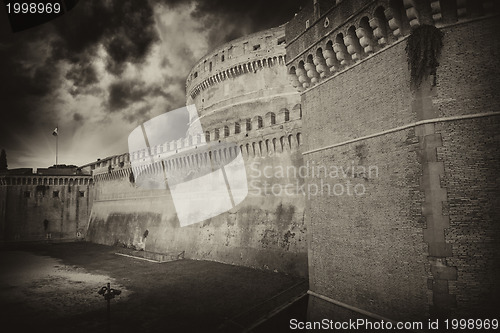 Image of Castel Santangelo at autumn sunset, beautiful side view - Rome