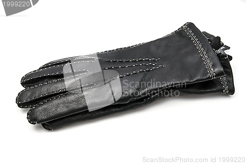 Image of Black leather gloves