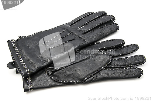 Image of Black leather gloves