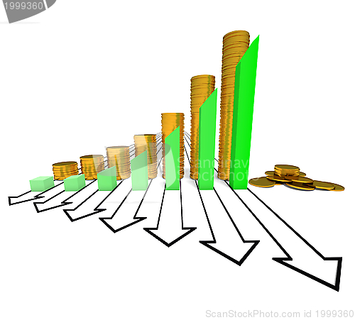 Image of chart and coins - green