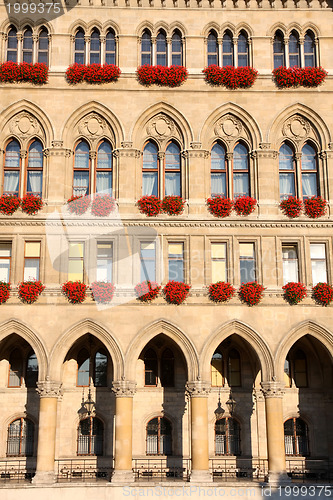 Image of famous City Hall building, Rathaus in Vienna, Austria