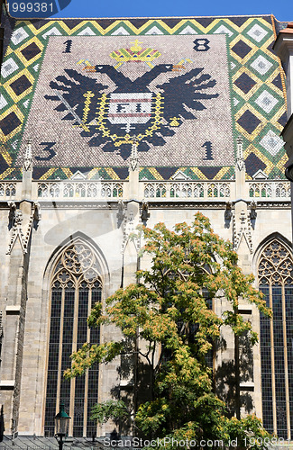 Image of Eagle Tiles Roof of Stephansdom in Vienna, Austria 