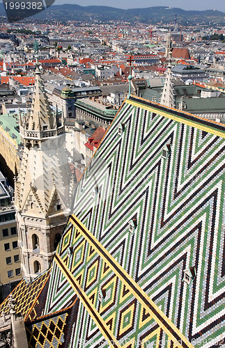 Image of Panorama of Vienna, aerial view from Stephansdom cathedral, Vien