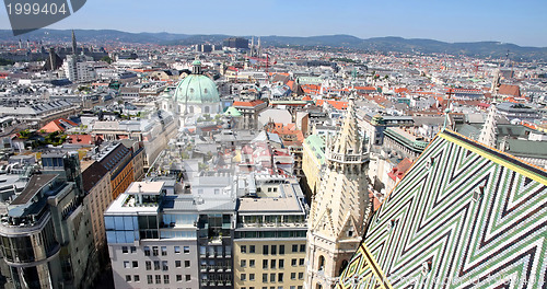 Image of Panorama of Vienna, aerial view from Stephansdom cathedral, Vien
