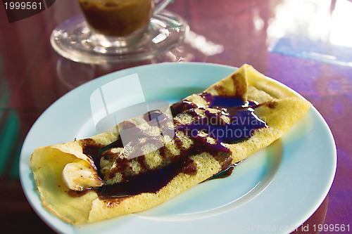 Image of Crepe with Banana and Chocolate sauce