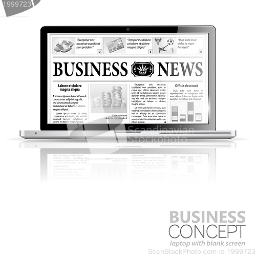 Image of Concept - Digital News. Laptop with Business News