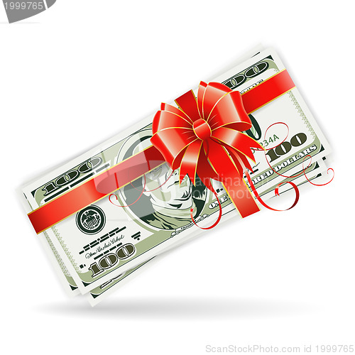 Image of Dollar Bills with Ribbon and Bow