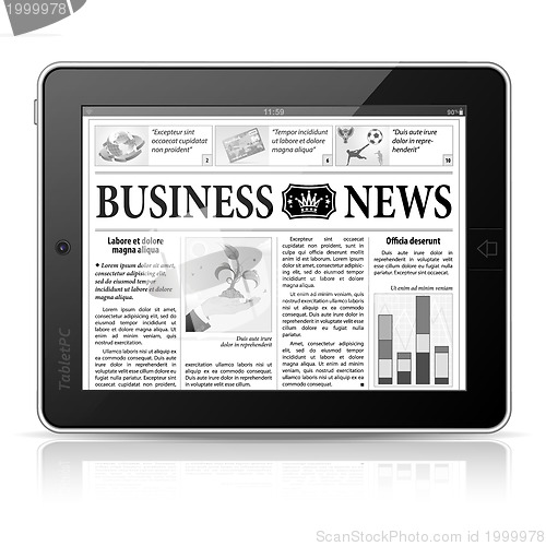 Image of Concept - Digital News. Tablet PC with Business News on Screen