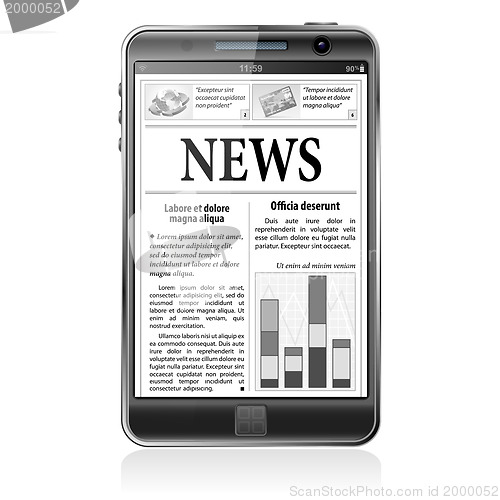 Image of Concept - Digital News. Smartphone with Business News on Screen