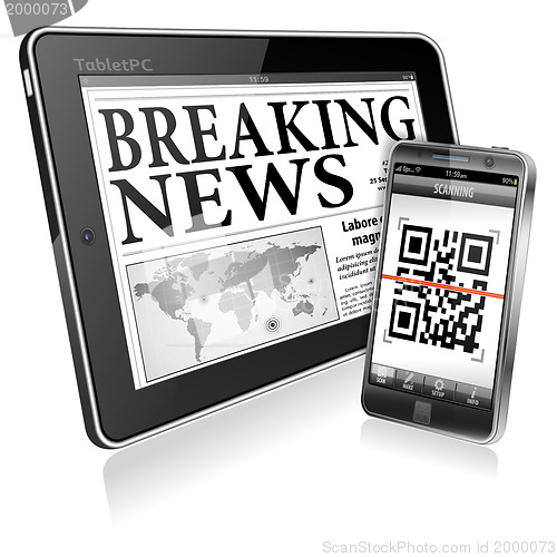 Image of Concept - Digital News on Tablet PC and Smartphone