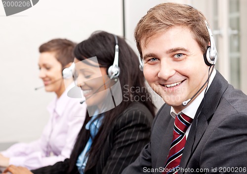 Image of callcenter service communication in office