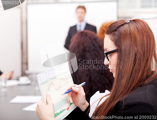 Image of business meeting at office with group team 