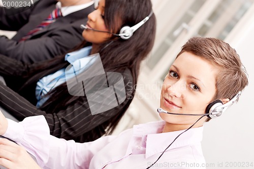 Image of callcenter service communication in office