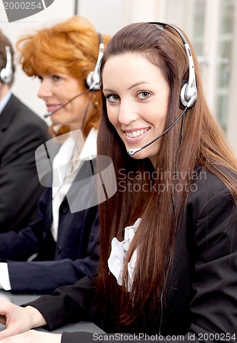 Image of callcenter service communication in office