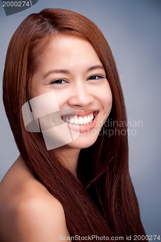 Image of natural beautiful asian girl smiling portrait