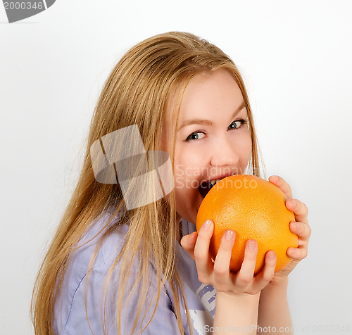 Image of Portrait of Woman with Grapefruit