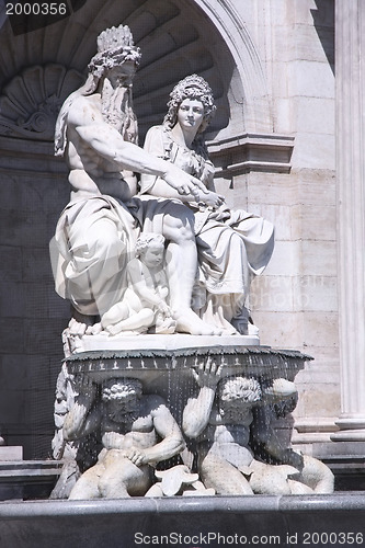 Image of Neptune Fountain of Albertina museum in Vienna, Austria