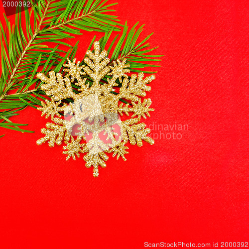 Image of Christmas snowflake with sprigs of spruce