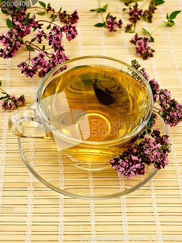 Image of Herbal tea with oregano on bamboo