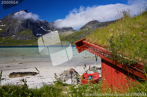 Image of Fishing hut by fjord