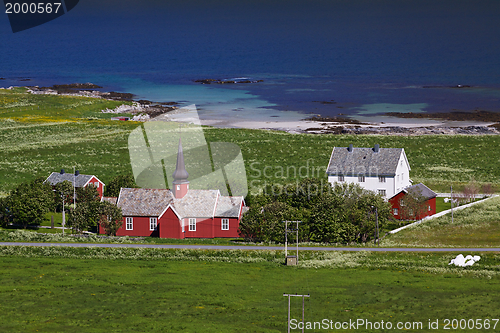 Image of Red church on Lofoten