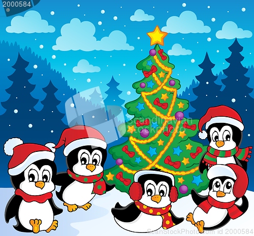 Image of Winter theme with penguins 3