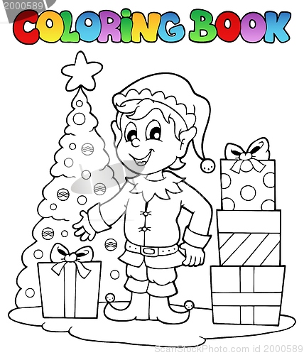 Image of Coloring book Christmas elf theme 1