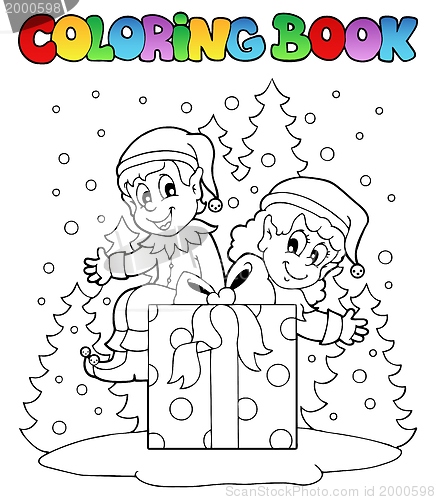 Image of Coloring book Christmas elf theme 2