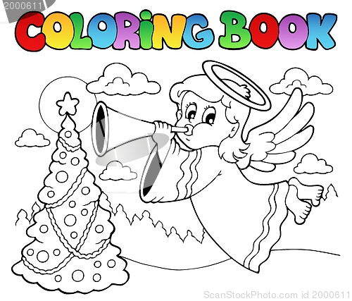 Image of Coloring book image with angel 2