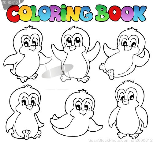 Image of Coloring book cute penguins 1