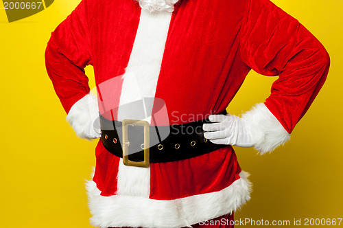 Image of Cropped image of Santa resting his hands on waist