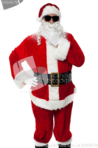 Image of Stylish Santa Claus portrait on white background