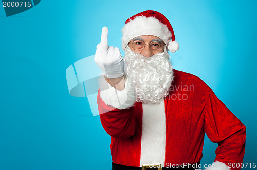 Image of Agitated Santa showing his middle finger