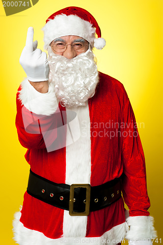 Image of Angry Santa showing middle finger