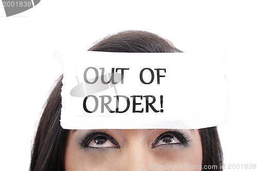 Image of Employee out of order, isolated on white