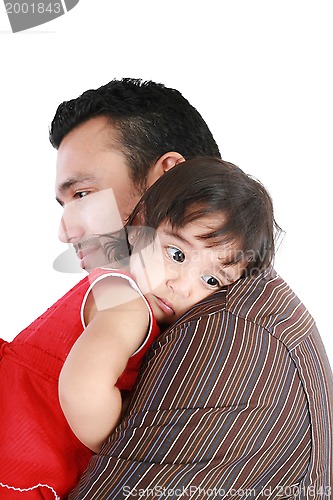 Image of Portrait of happy father and his adorable little daughter.  Focu