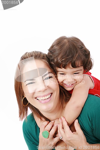 Image of Mother with daughter on white background 