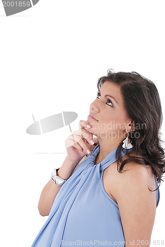 Image of pregnant woman thinks about something 