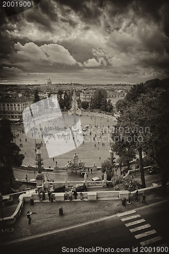 Image of View of Piazza del Popolo from Pincio promenade - Rome