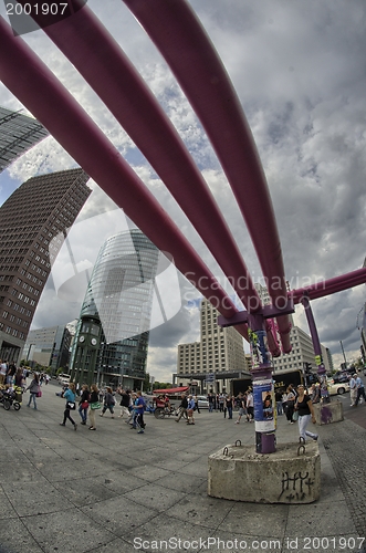 Image of Colorful pipelines in Potsdamer Platz. Berlin, Germany