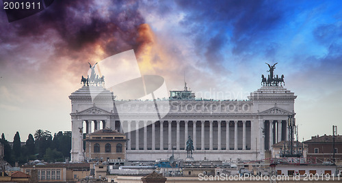 Image of Rome, Italy. Famous Vittoriano with gigantic equestrian statue o