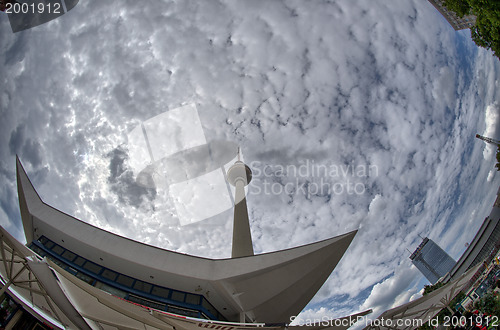 Image of Alexanderplatz, wide angle with with cloudy summer sky - Berlin