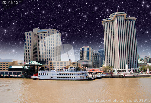 Image of Skycrapers of New Orleans with Mississippi River, Louisiana
