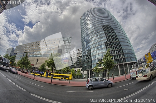 Image of Wide angle street view of Berlin Buildings