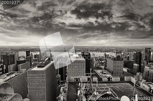 Image of New York City - Manhattan skyline at winter sunset