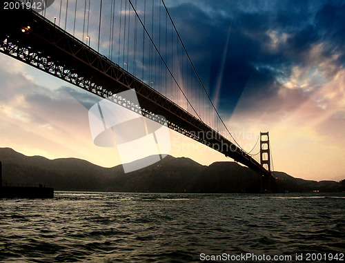 Image of San Francisco Golden Gate Bridge Silhouette at Sunset
