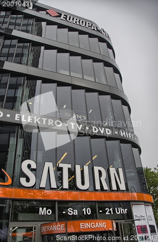 Image of BERLIN - JUN15: Saturn Building shows its technology through the