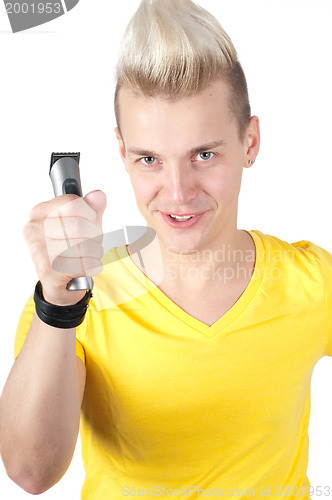 Image of Handsome man in yellow t-shit