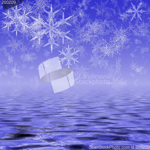 Image of Snowflakes Over Water