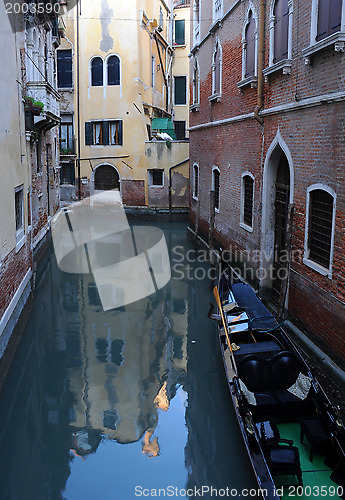 Image of Empty Gondola on the Canal